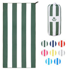 striped microfibre beach towel green and white full size towel