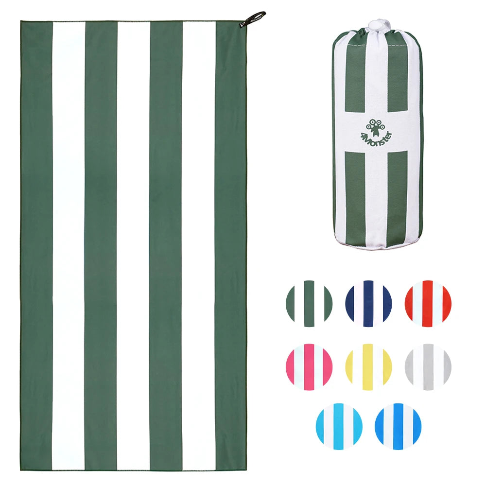 striped microfibre beach towel green and white full size towel