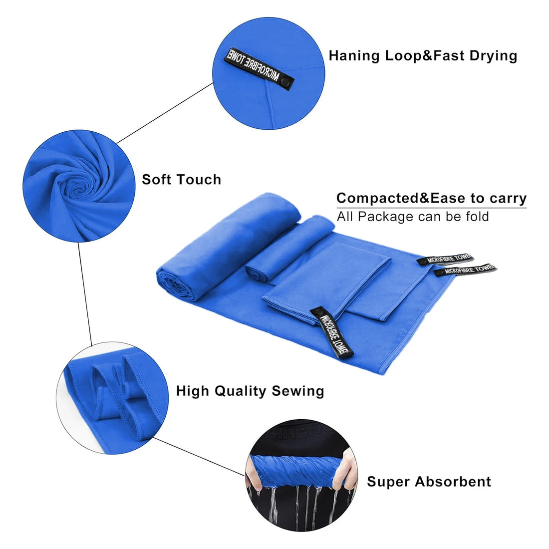 3-Piece Jewel Blue Microfibre