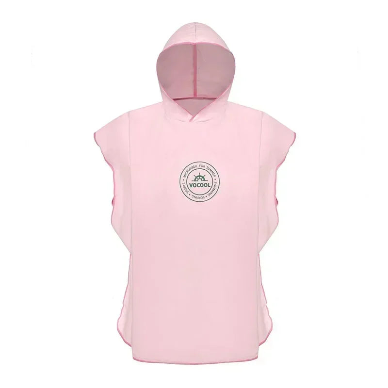 light pink kids microfibre swim poncho hooded towel