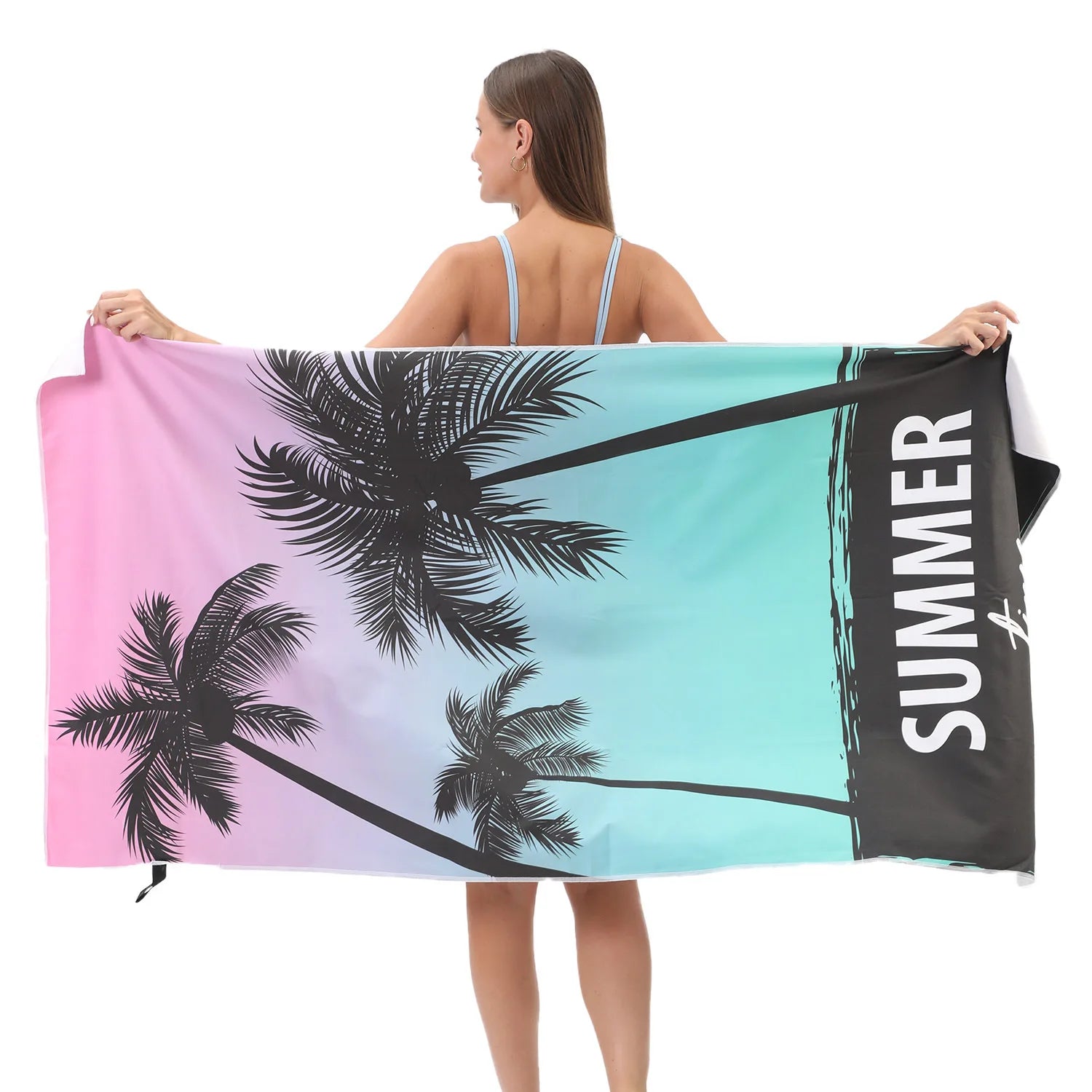 tropical printed velvet towel palm tree design beach towel lightweight quick dry