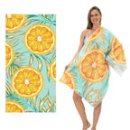 tropical fruit microfibre towel pattern orange citrus design beach towel detail