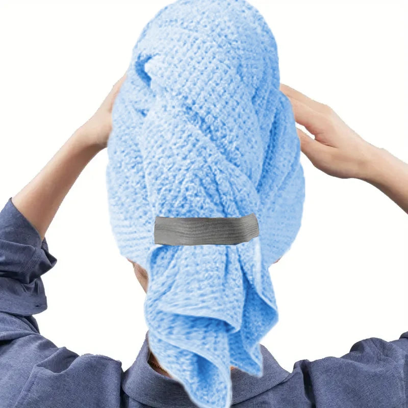 blue microfibre hair towel wrap quick dry hair towel