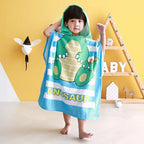 kids hooded towel green dinosaur cartoon bath towel