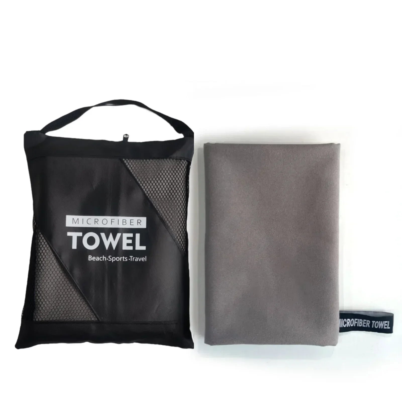 light gray microfibre sports towel compact lightweight towel