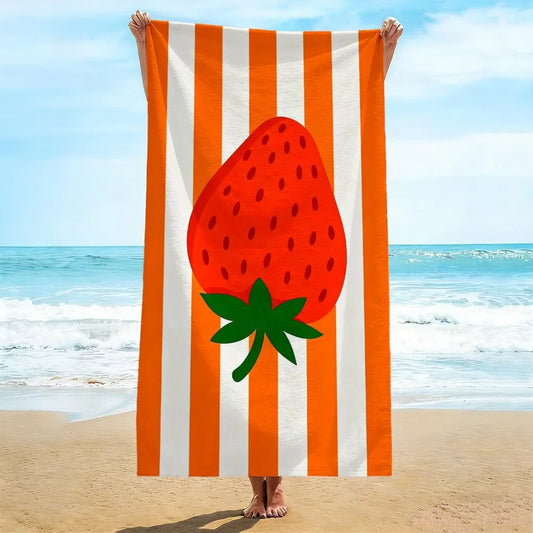 Strawberry Stripe Microfiber Beach Towel – Sand Free