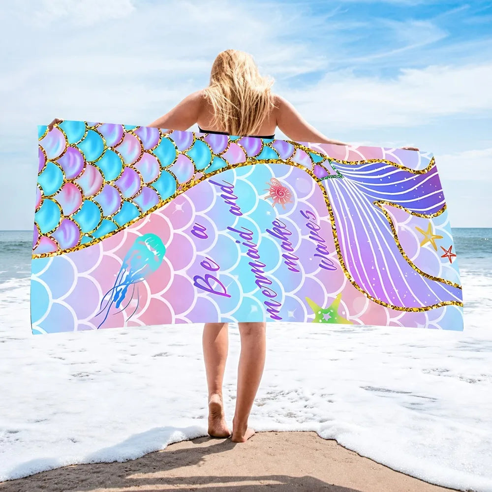 Mermaid Print Microfibre Towel