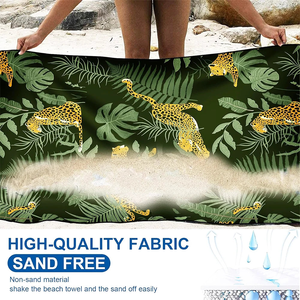 Rainforest microfibre towel surface showing sand resistant fabric and quick drying material