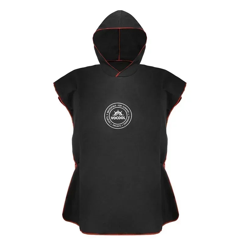 black kids microfibre swim poncho hooded towel