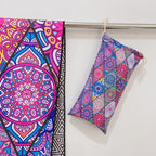 colourful microfibre double sided towel with storage pouch