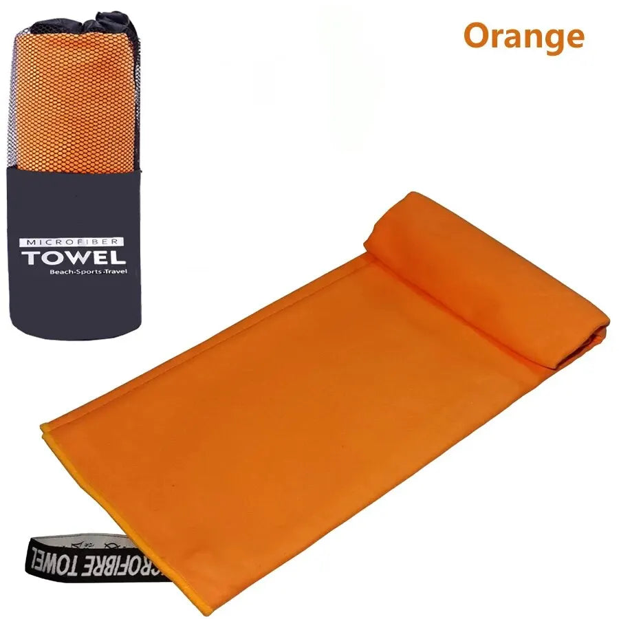Orange microfibre towel large size, quick dry lightweight beach and gym towel