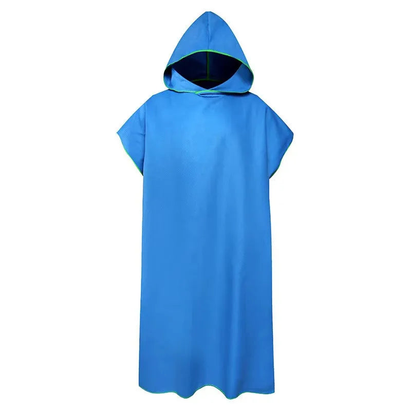 Diep Oceaanblauwe BeachFlow poncho met capuchon voor surf en watersport