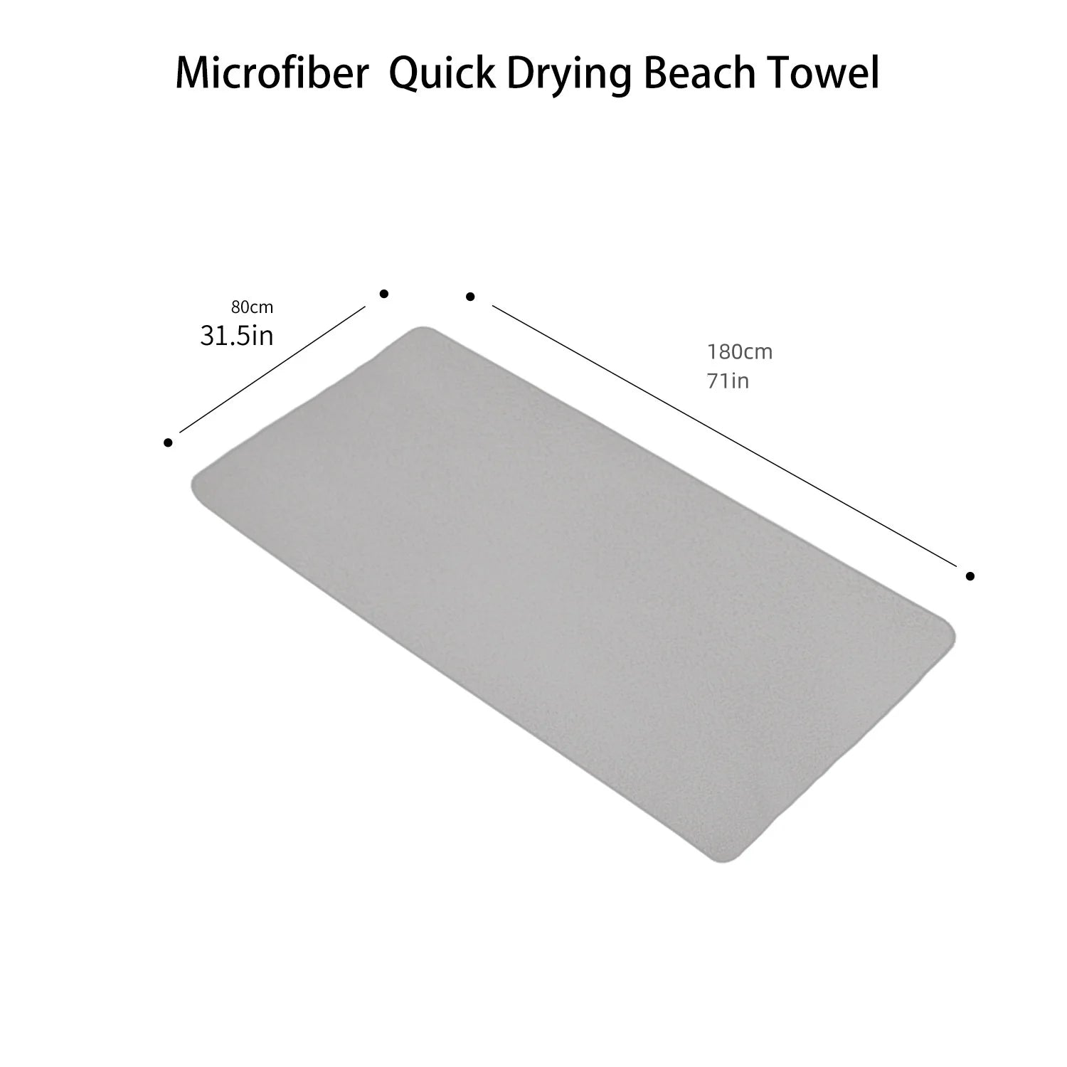 Oversized microfibre beach towel size 80x180 cm full body coverage quick dry towel