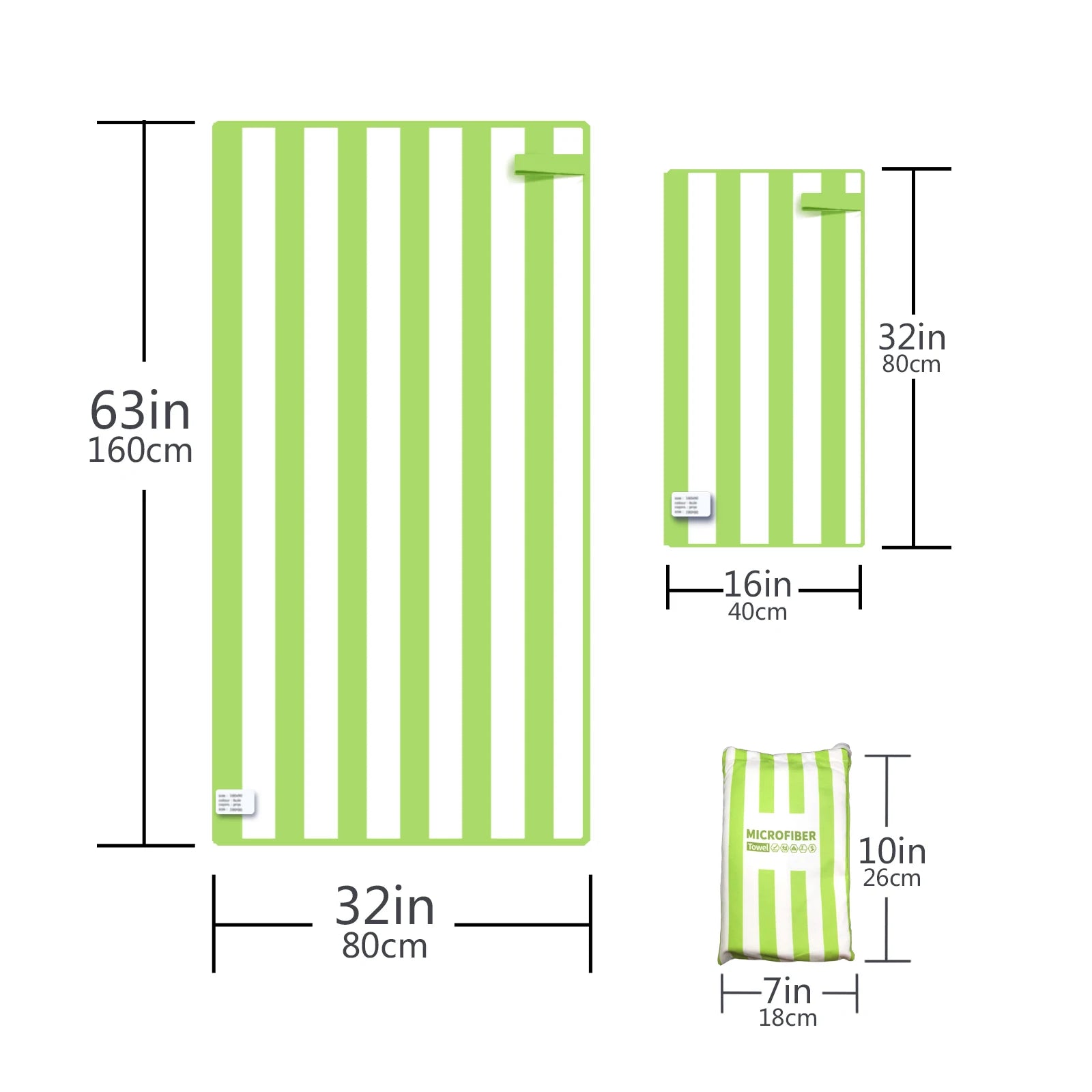2-Piece Striped Microfibre Quick-Dry Towel