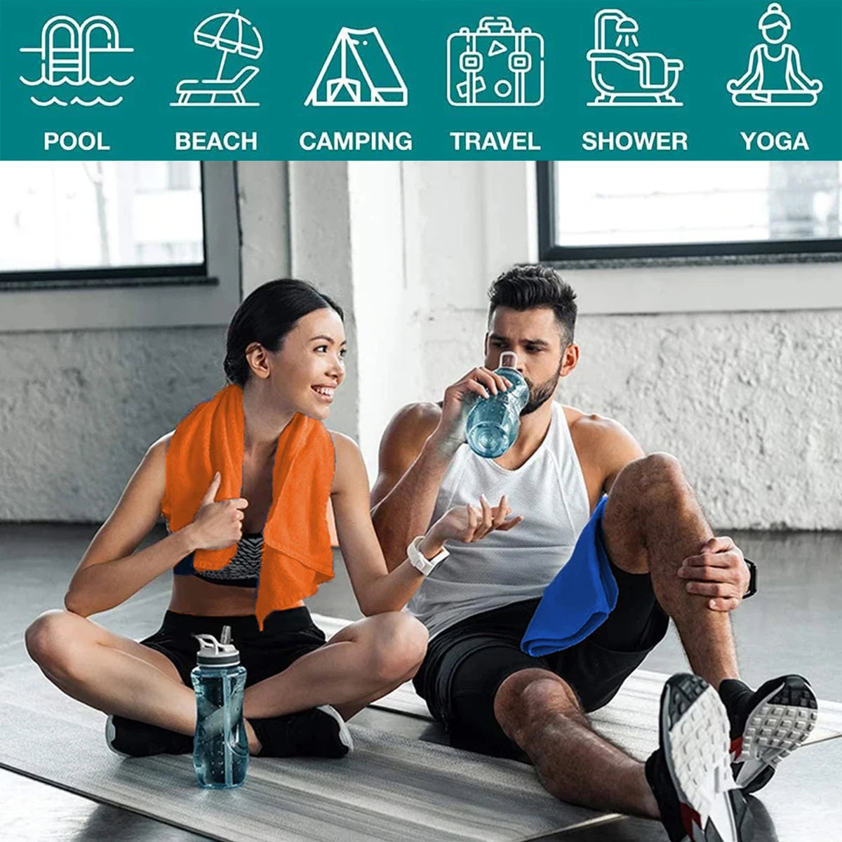 sports towel size comparison body chart microfibre towel guide