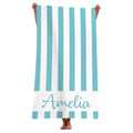 Personalised Striped Microfibre Beach Towel - Sky Blue Stripes