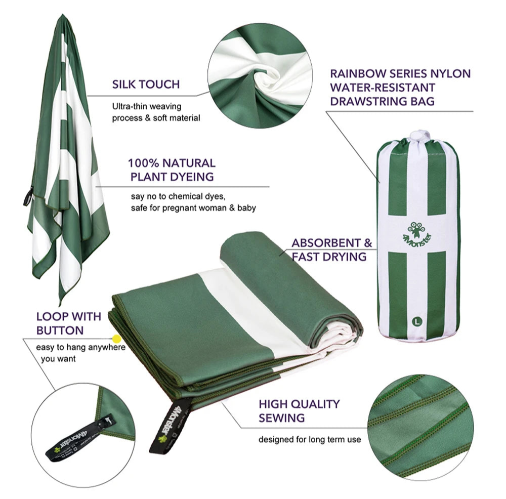 Premium Striped Quick-Dry Microfibre Towel: Style, Performance & Adventure-Ready