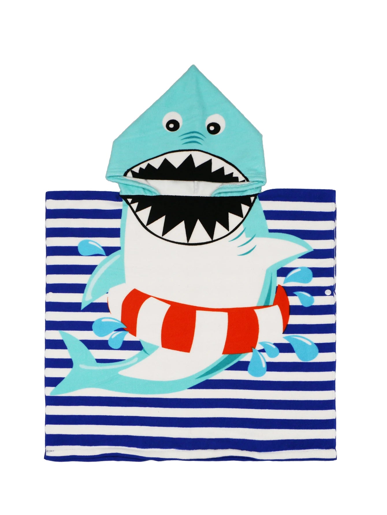 kids hooded towel shark floatie design cartoon poncho towel
