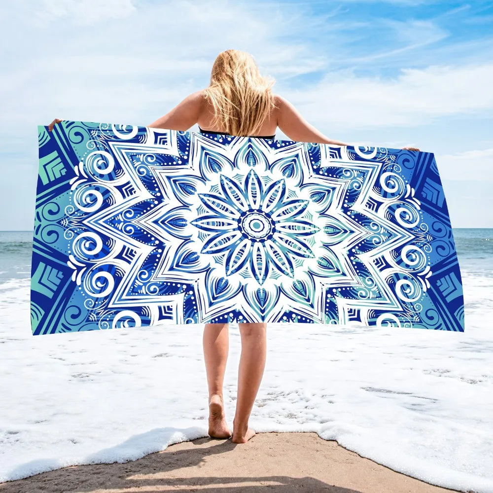 Mandala Blue Microfibre Towel