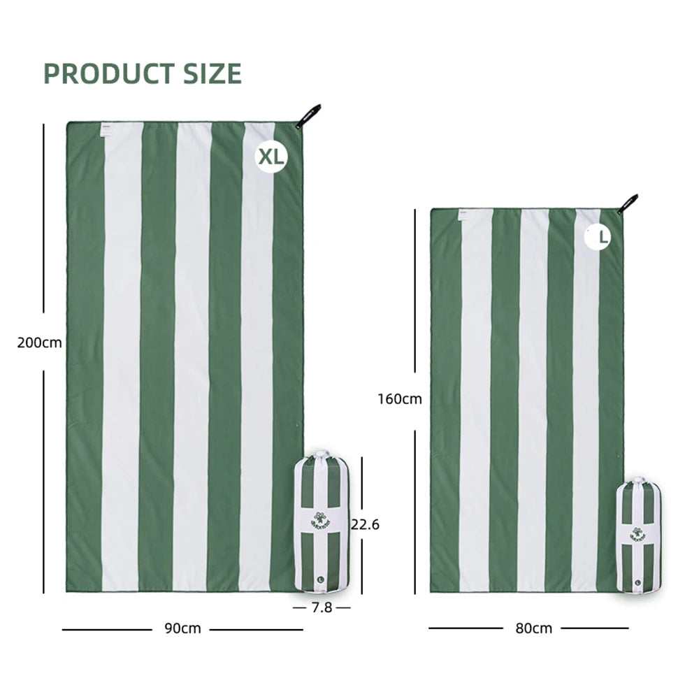 striped microfibre towel size chart dimensions beach towel