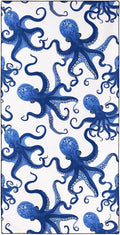 Blue Octopus microvezel strandhanddoek met witte achtergrond