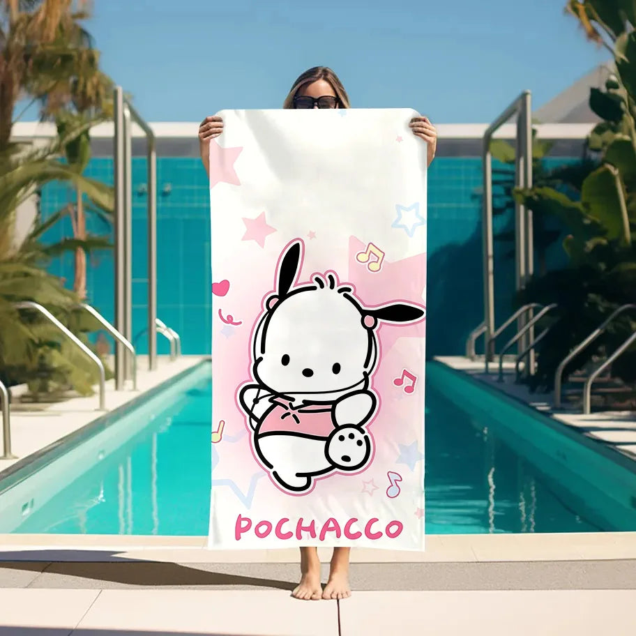 puppy print microfibre towel happy pup pink design