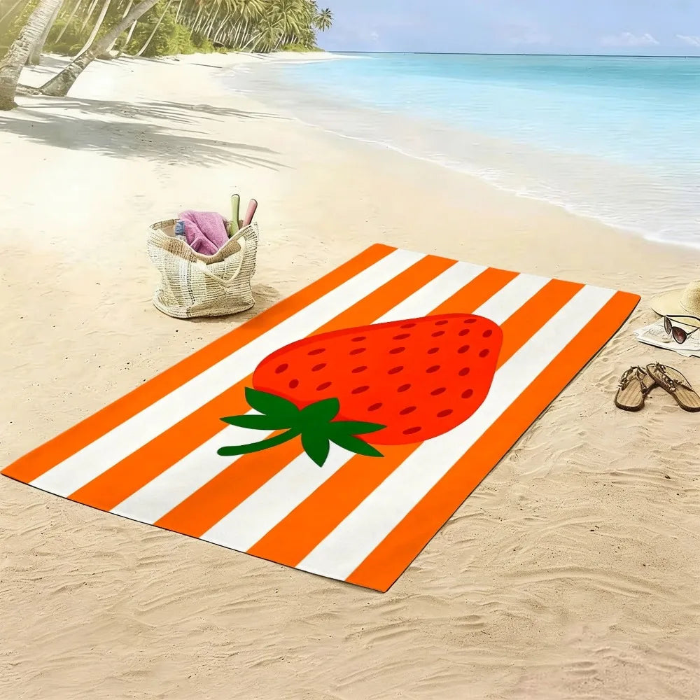 Strawberry Stripe Microfiber Beach Towel – Sand Free