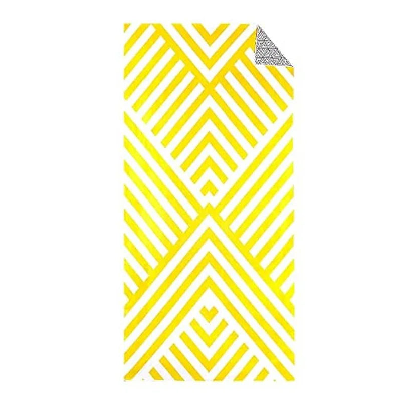 yellow geometric microfibre towel pattern lightweight quick dry beach towel design