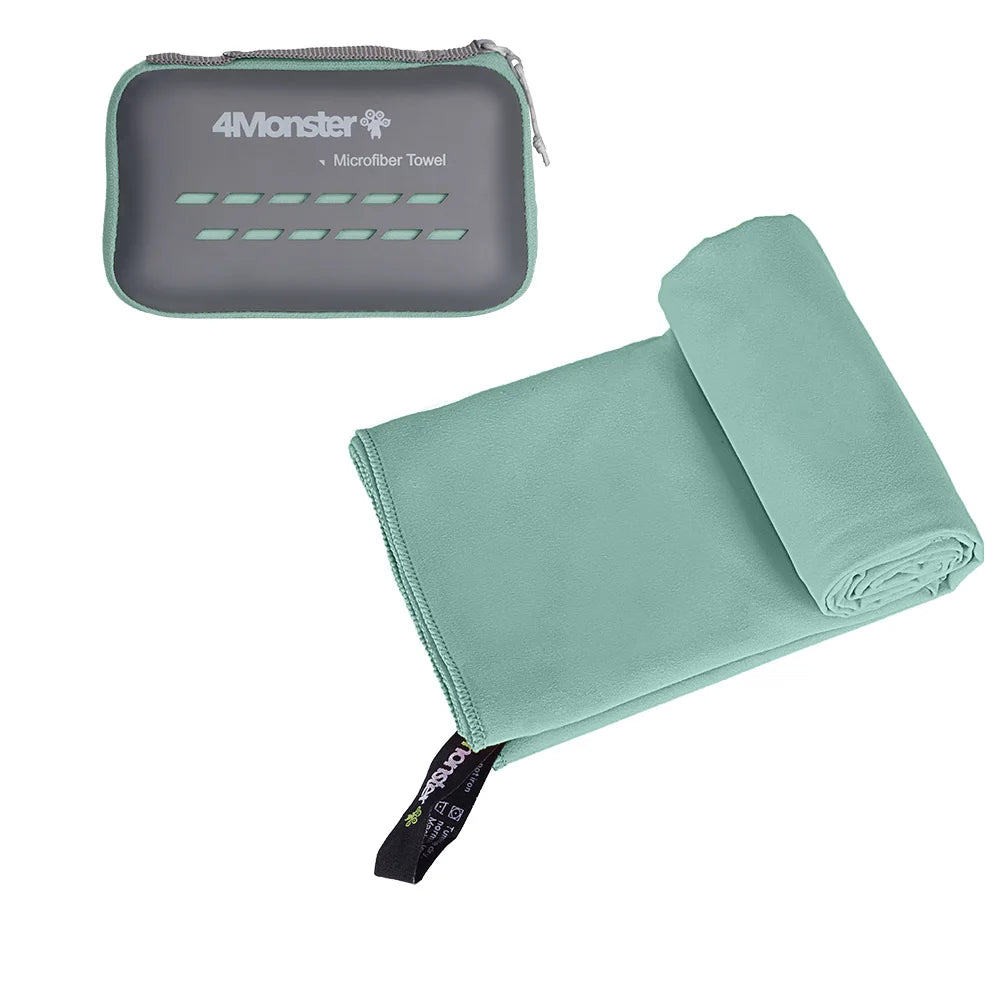 green turquoise microfibre sports towel compact travel towel