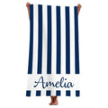 Personalised Striped Microfibre Beach Towel - Navy Blue Stripes