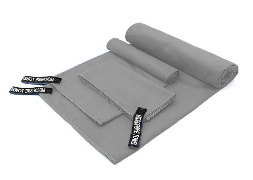 quick dry microfibre towel set light grey