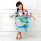 kids hooded towel mermaid design pink beach towel poncho