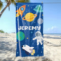 Kids Custom Name Beach Towel – Rainbow, Mermaid, Shark, Dino & Space Designs
