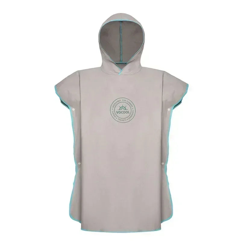 grey kids microfibre swim poncho hooded towel