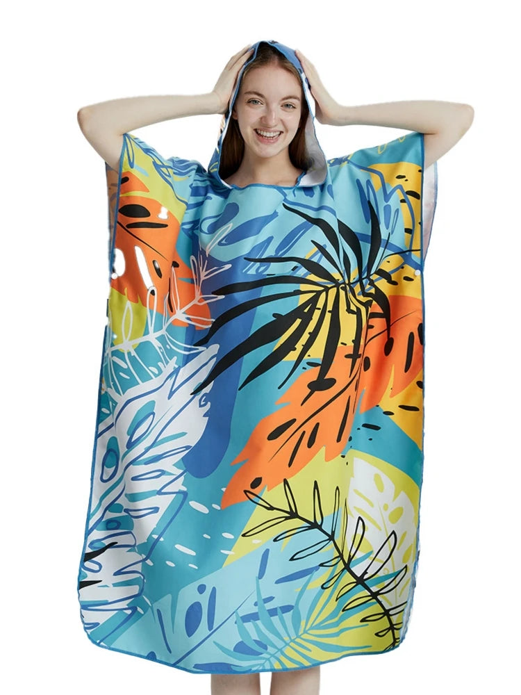 microfibre surf poncho changing robe with tropical print