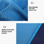 Cooling towel fabric detail showing quick dry breathable microfibre for heat relief