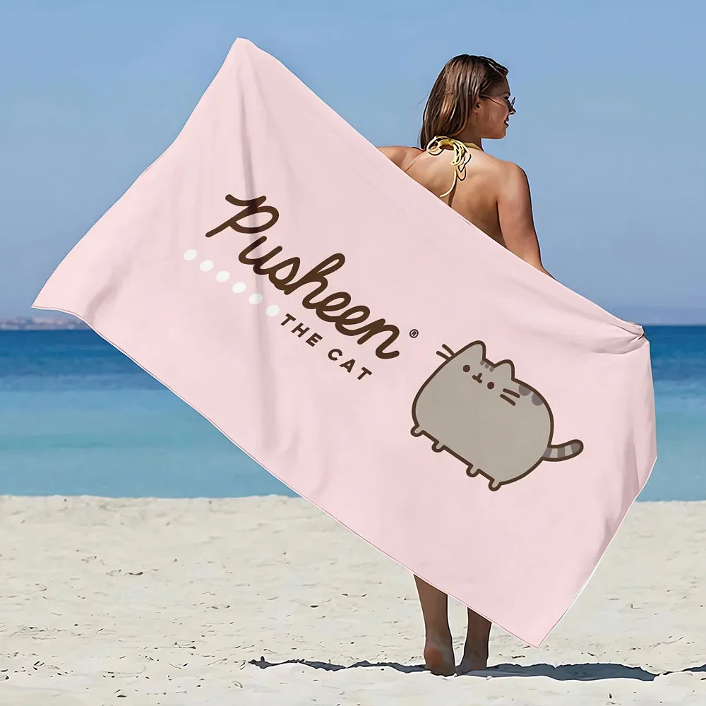 Cute Cats Microfibre Beach Towel - Pink Logo
