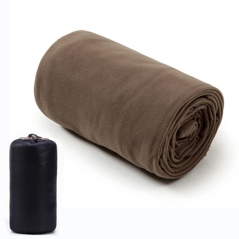 coffee brown microfiber sleeping bag liner with travel pouch