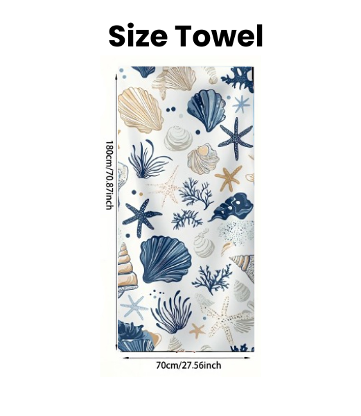 Beach Towel with Shell and starfish Print