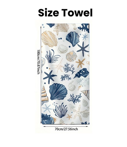 Beach Towel with Shell and starfish Print