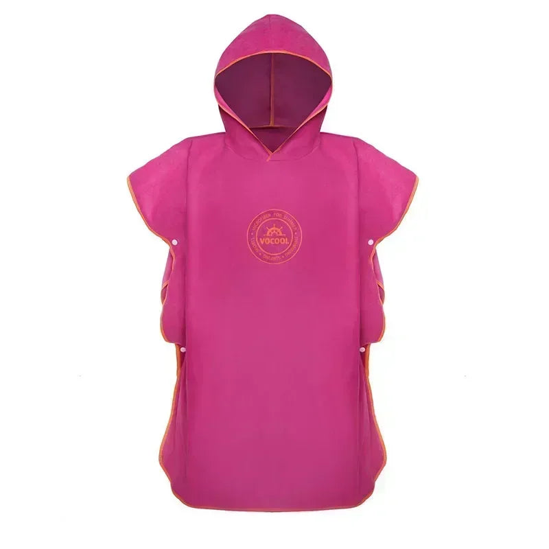 rose purple kids microfibre swim poncho hooded towel
