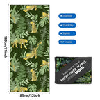 Rainforest microfibre beach towel features showing quick dry fabric, lightweight and sand resistant design