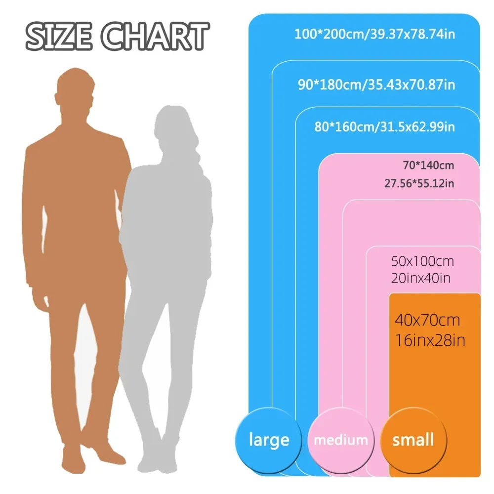 microfibre towel size chart available sizes