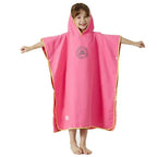 pink kids microfibre swim poncho hooded towel