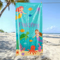 Kids Custom Name Beach Towel – Rainbow, Mermaid, Shark, Dino & Space Designs