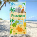 Kids Custom Name Beach Towel – Rainbow, Mermaid, Shark, Dino & Space Designs