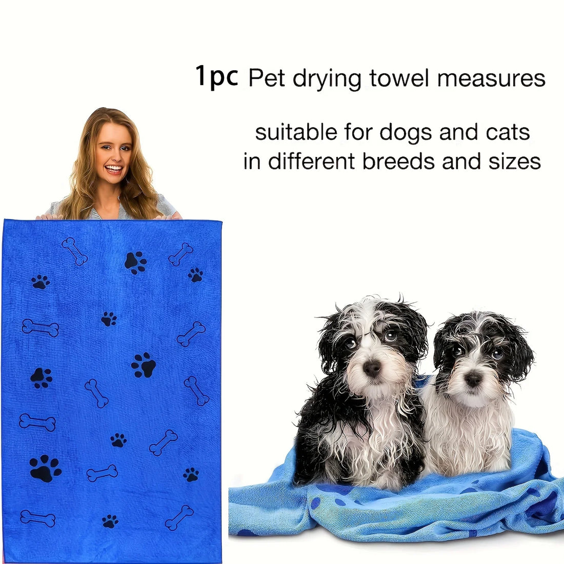 Quick-Dry Microfibre Dog Towel – Soft, Absorbent & Lightweight for Pets (60 × 100 cm)