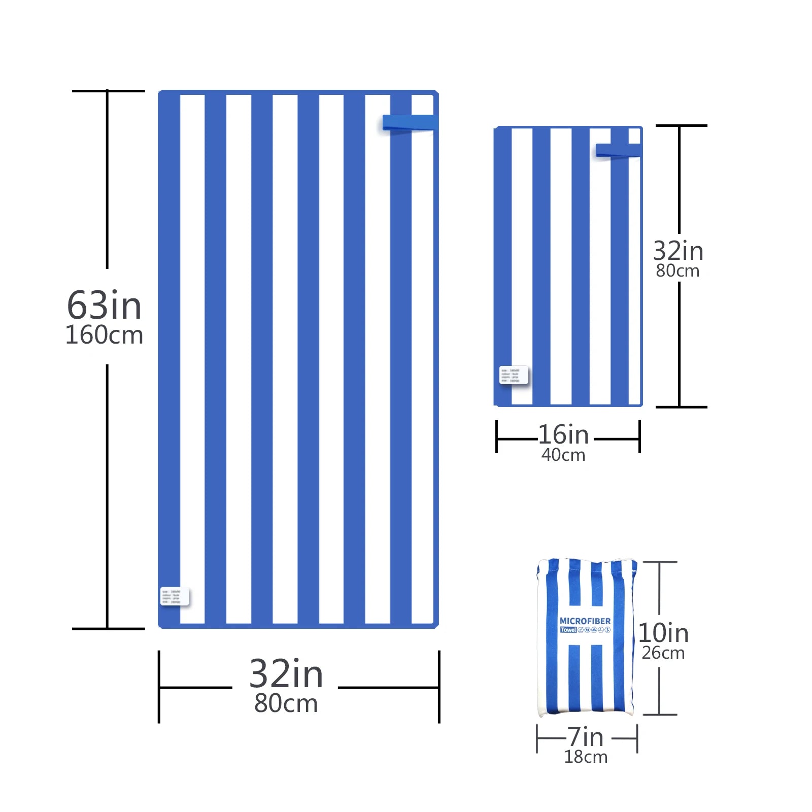 blue striped microfibre towel pattern quick dry lightweight beach towel design