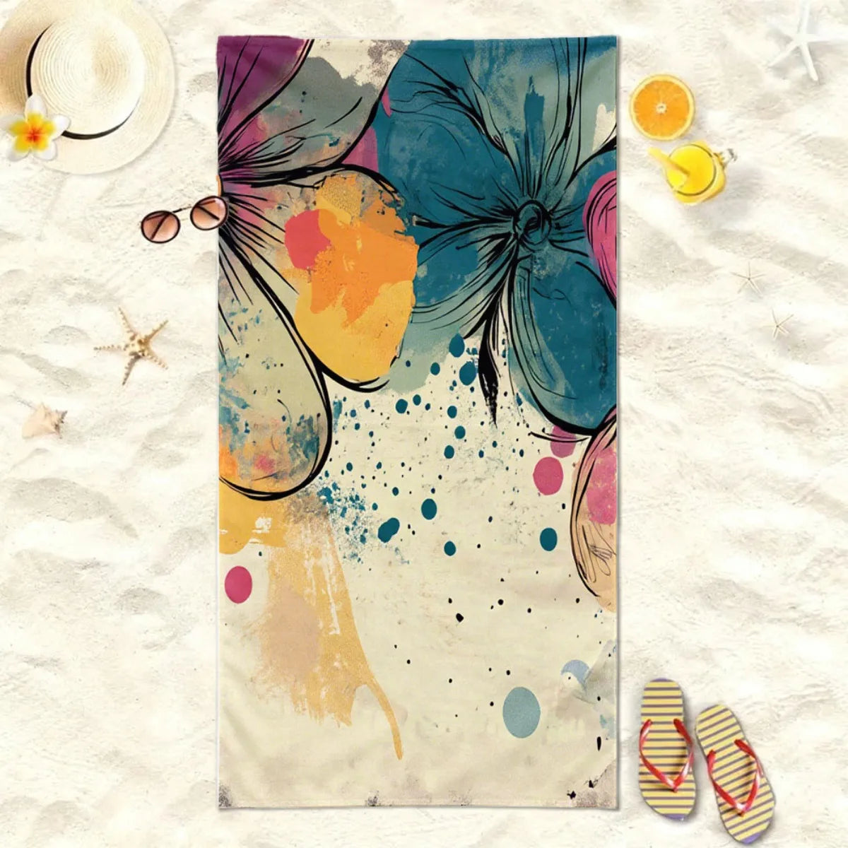 Coastal Bloom microvezel strandhanddoek voor strand, zwembad en reizen