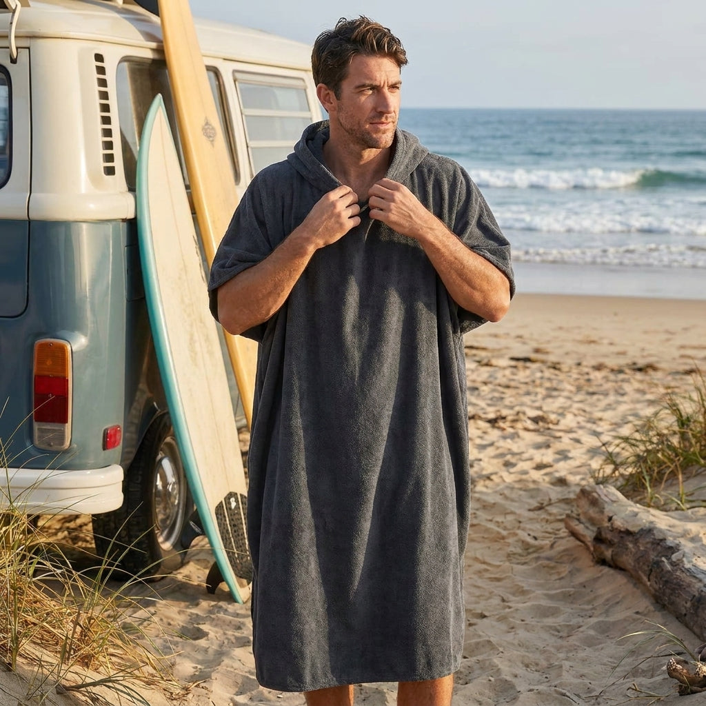 Sneldrogende microvezel surfponcho met capuchon – BeachFlow